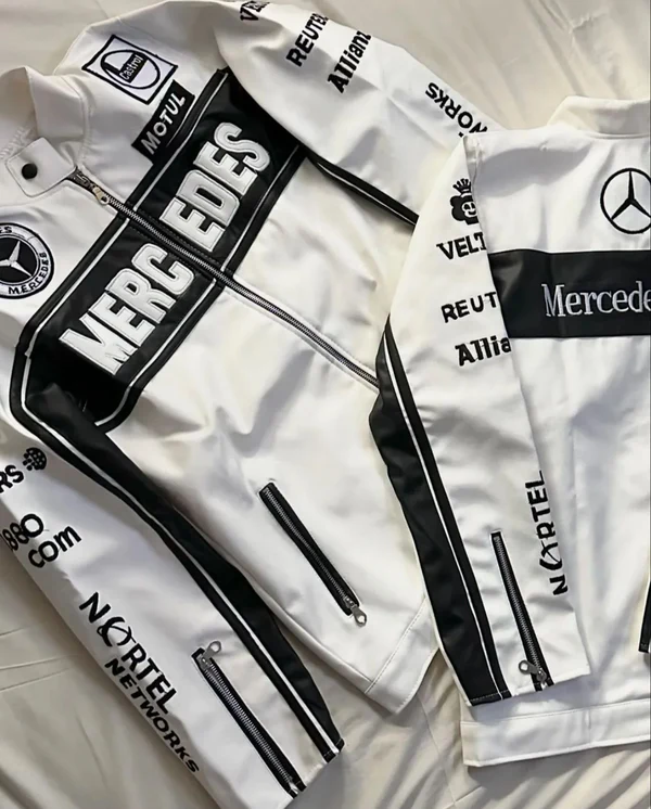Mercedes‑Inspired Classic F1 Racing Leather Jacket (S)